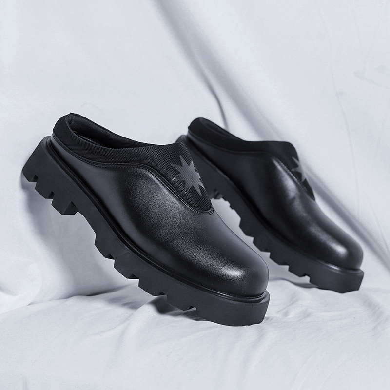 Flip Flop Leather Men - Platform Half Shoes for Men Mules