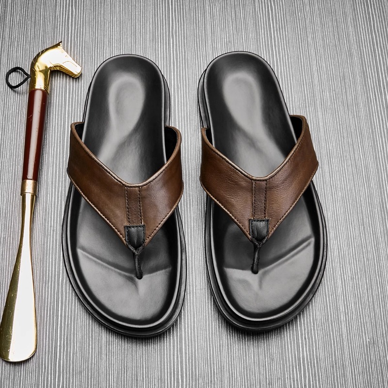 Flip Flop Leather Men - 2026 Summer New Mens Genuine Leather
