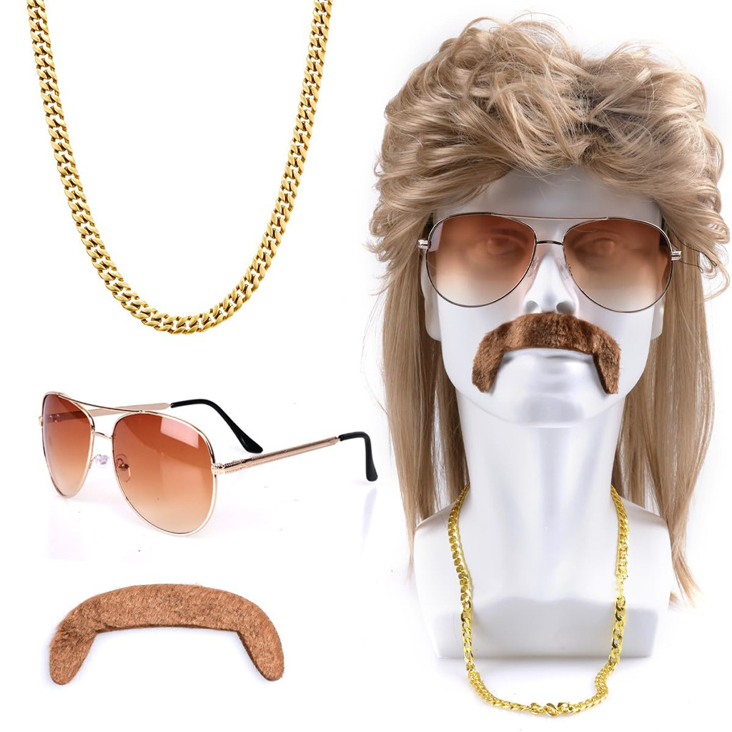 80s Disco Synthetic Wig Set Go - Sunglass Retainer Cord review and price