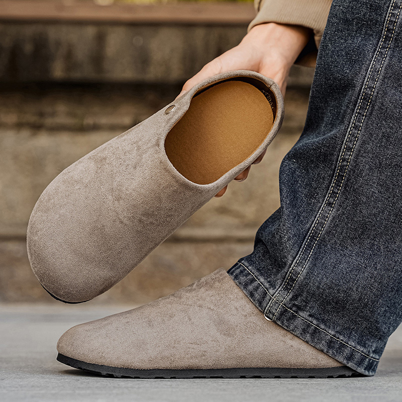 Men Suede Leather Slippers Mul - Flip Flop Leather Men review and price