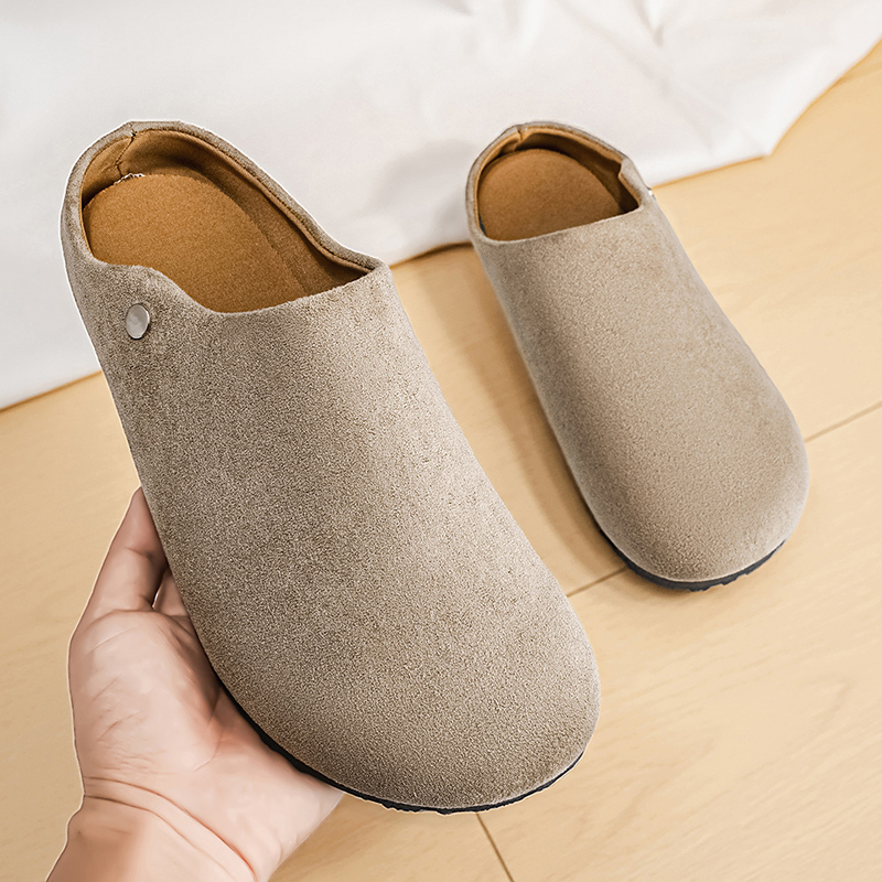 Men Suede Leather Slippers Mul - Flip Flop Leather Men review and price