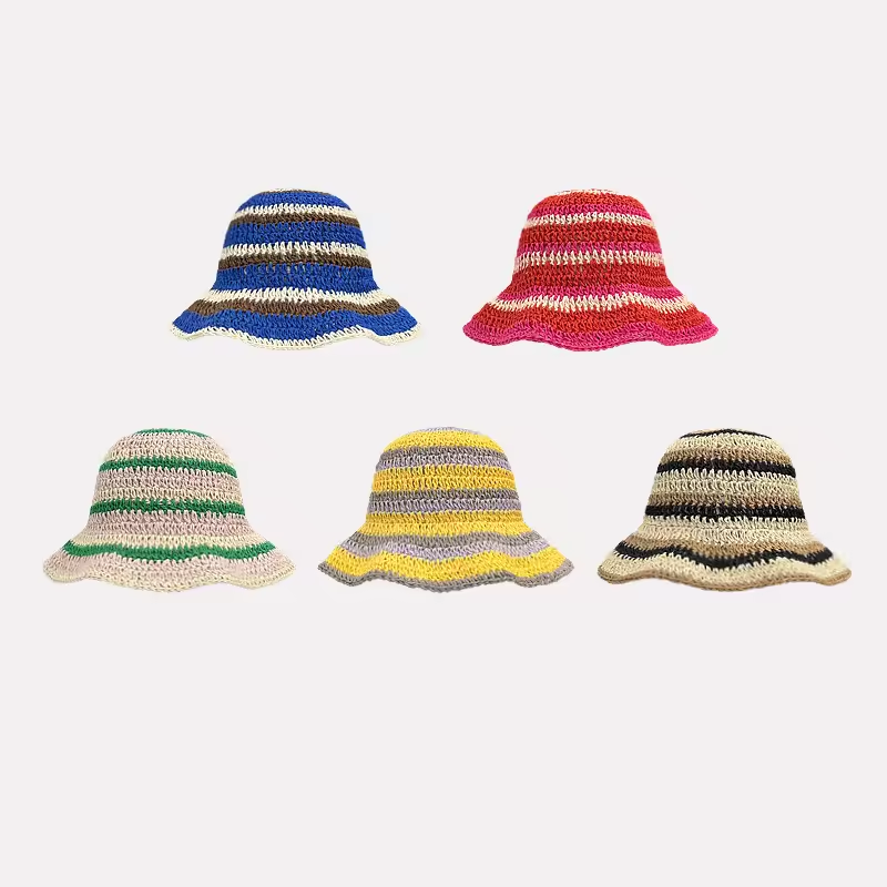 New Striped Knitted Straw Croc - Bucket Hat Straw review and price
