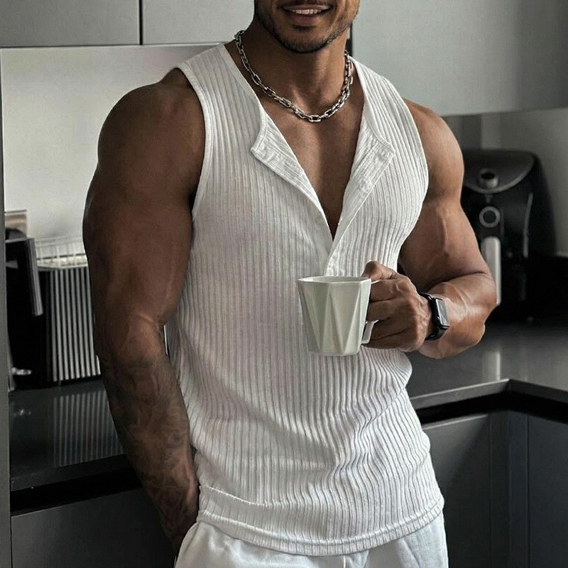 Sporty Tank Top Solid Color Cr - Tank Top Muscle review and price